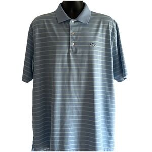 Peter Millar Polo Shirt Mens XL Blue Green Striped Summer Comfort Logo